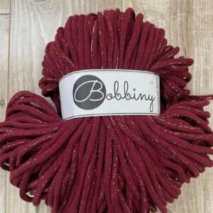 Bobbiny Premium Zsinórfonal - 5 mm - Golden Wine Red (aranyszálas)– 100 m